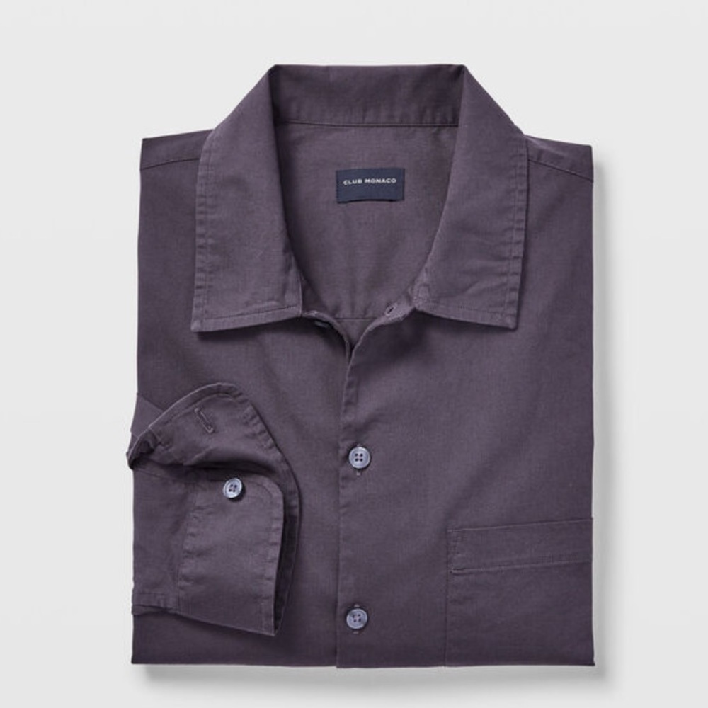Club Monaco Standard Fit Men’s Button Down Gray Shirt Size Medium - Picture 5 of 6